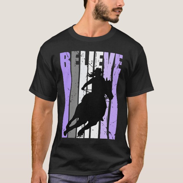 T-shirt Purple Cowgirl Barrel Racing Horse Riding Rider Ri (Devant)