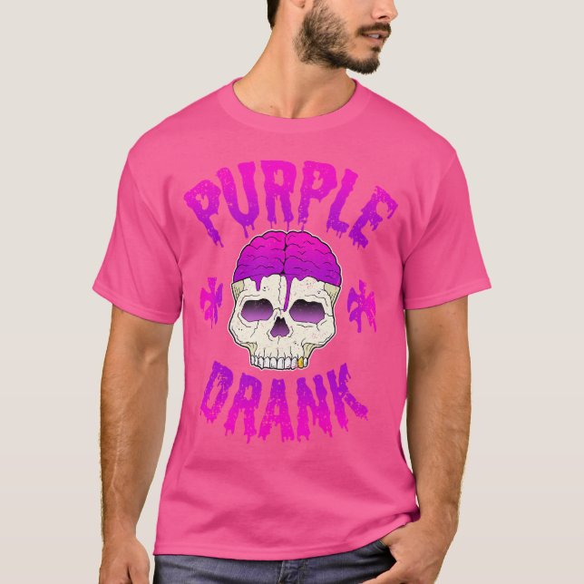 T-shirt Purple Drank Codeine Crâne Lean Rap Hip hop Cadeau (Devant)