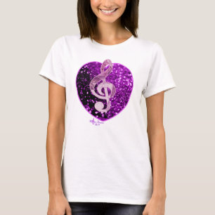 T-shirt Purple Faux Parties scintillant Coeur Musique fran