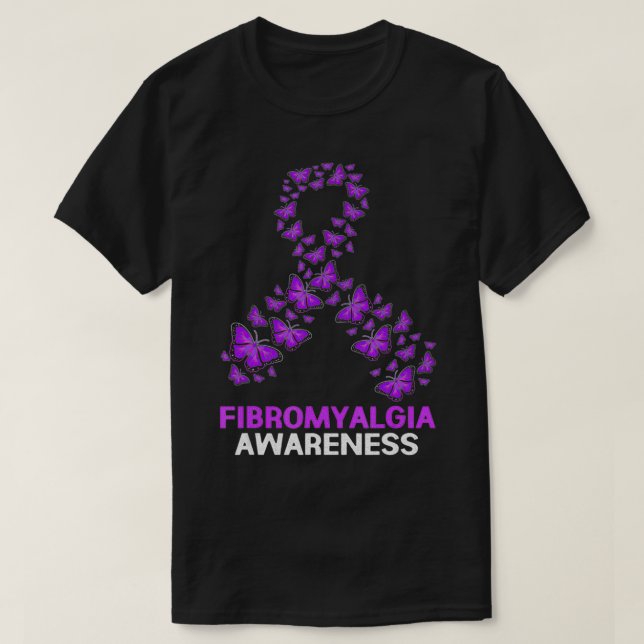 T-shirt Purple Fibromyalgia Butterfly Fibro Awareness  (Design devant)