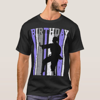T-shirt Purple Girl Karate Anniversaire Retro Silhouette S