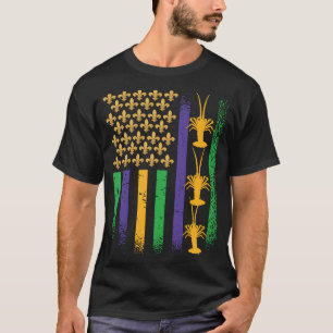 T-shirt Purple Green Jaune USA Drapeau Crawdaddy graisse M