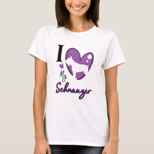 T-shirt Purple J'aime mon schnauzer