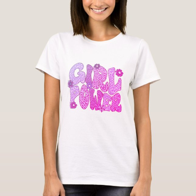T-shirt Purple Leopard Girl Power (Devant)