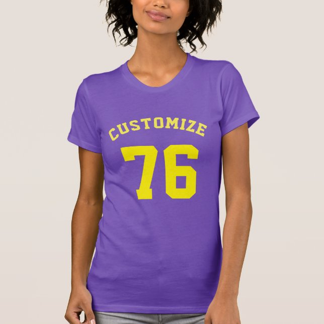 T-shirt Purple Nom personnalisé Numéro sport Femmes (Devant)