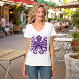 T-shirt Purple Octopus Victorian Steampunk Kraken