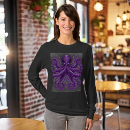 T-shirt Purple Octopus Victorian Steampunk Kraken