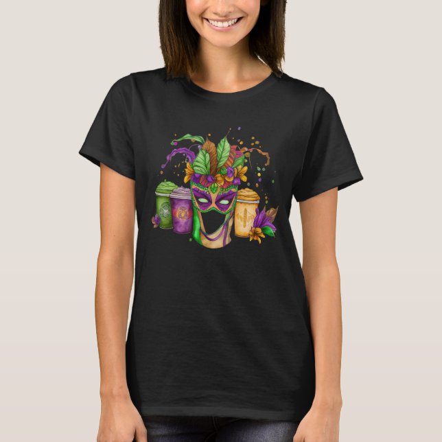 T-SHIRT PURPLE OR VERT MARDI GRAS BOISSONS (Devant)