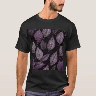 T-shirt "Purple Palm Leaf Black Tee - Coastal Elegance Shi