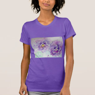 T-shirt Purple Pansy Aquarelle violet art fleur T Chemise