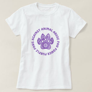 T-shirt Purple Paw For Animal Abuse Sensibilisation Person