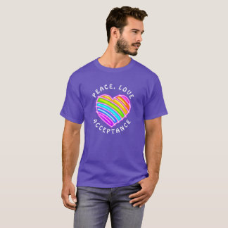 T-shirt Purple Peace Love Acceptance Rainbow Pride Heart 