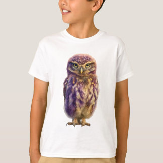 T-shirt Purple Plumage Whimsical Staring Owl Kids