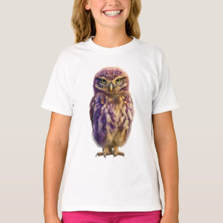 T-shirt Purple Plumage Whimsical Staring Owl Kids
