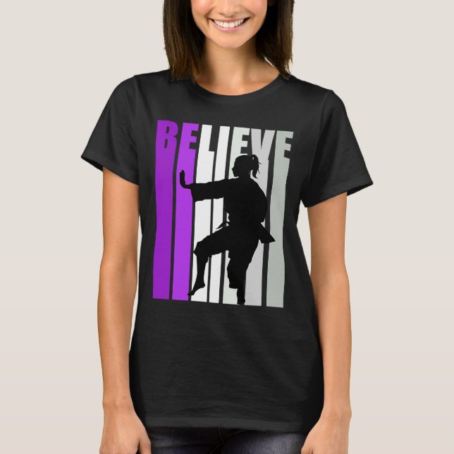 T-shirt Purple Retro Girls Anniversaire Karate Martial Bla (Devant)