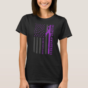 T-shirt Purple Ribbon US Drapeau Épileptique Sensibilisati