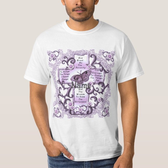 T-shirt Purple Serenity Prayer Cross (Devant)