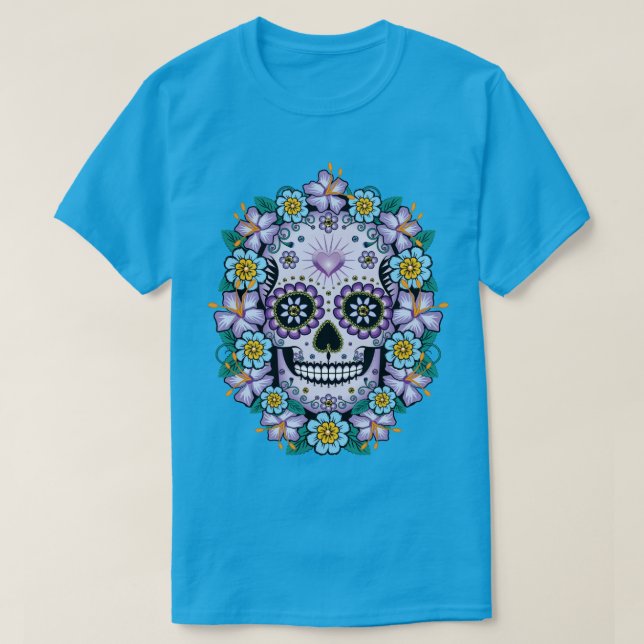 T-shirt Purple Sugar Skull (Design devant)