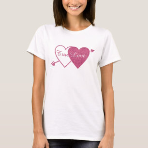 T-shirt Purple Twin Hearts with Arrow Saint-Valentin
