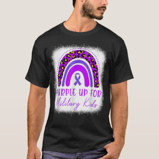 T-shirt Purple Up for Kids Militaire Enfant Mois Bleached