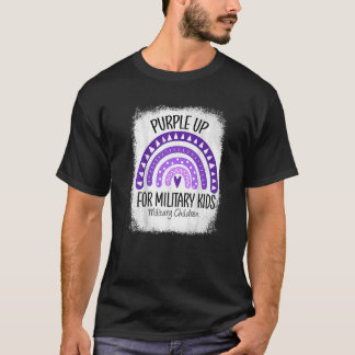 T-shirt Purple Up For Kids Militaire Mois Enfant Bleached 