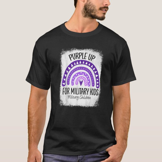 T-shirt Purple Up For Kids Militaire Mois Enfant Bleached  (Devant)