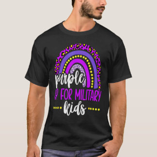 T-shirt Purple Up For Military Kids Arc-en-ciel Enfant Mil