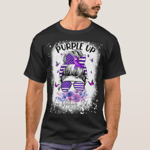 T-shirt Purple Up For Military Kids Child Mois Messy Bun