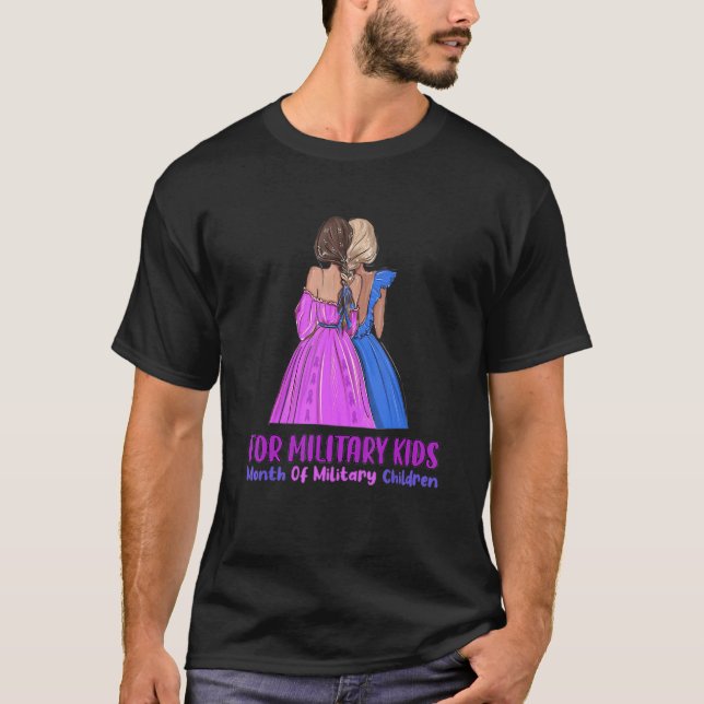 T-shirt Purple Up For Military Kids Twin Girl Military Bra (Devant)