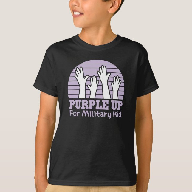 T-shirt Purple Up Military Kid (Devant)