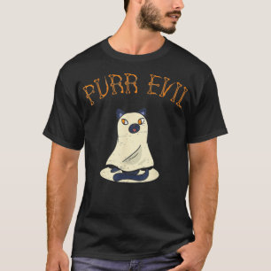 T-shirt Purr Evil Feline Chat Halloween Éffrayant Trick Ou