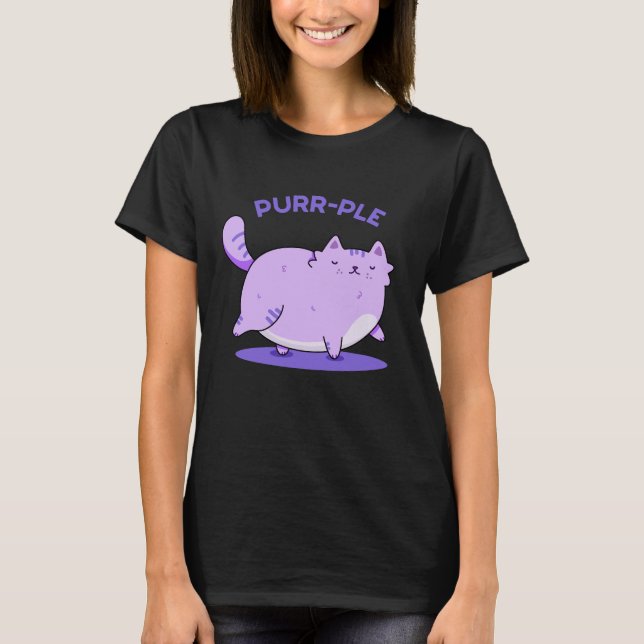 T-shirt Purr-ple Funny Gras Kitty Chat Pun Dark BG (Devant)
