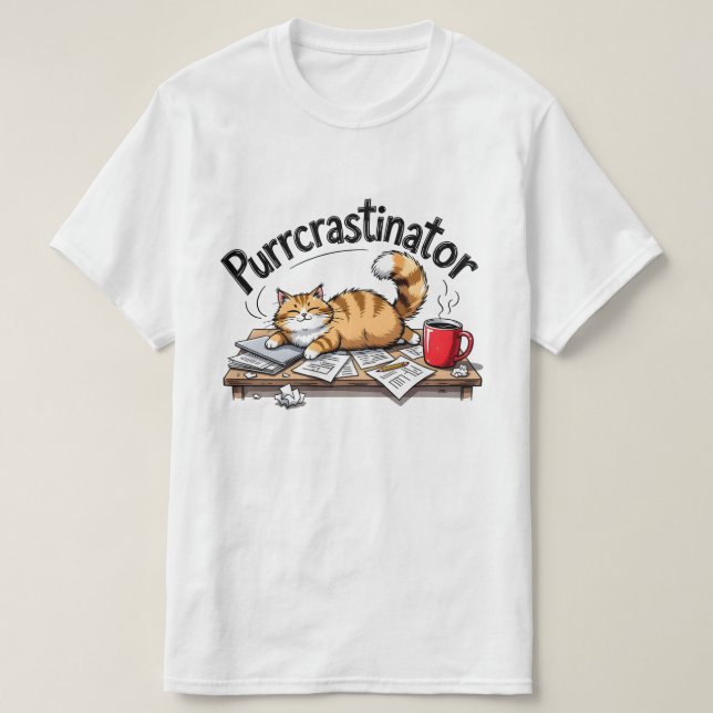 T-shirt Purrcrastinator Design Tee (Design devant)