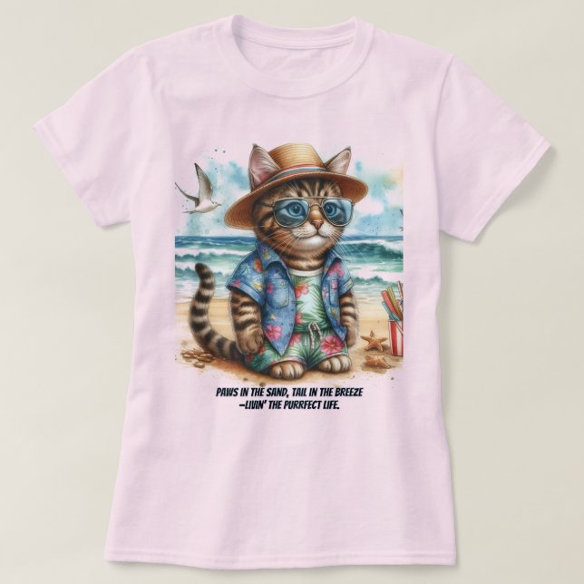 T-shirt Purrfect Beach Life pour les amateurs de chats Kit (Design devant)