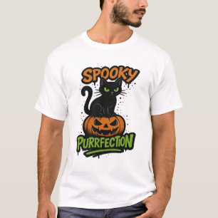 T-shirt Purrfection Épouvante Joli Chat Noir sur Citrouil