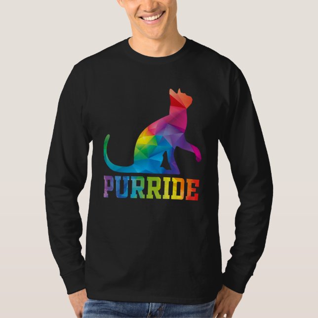 T-shirt Purride Cat  Pride Month Gay Rights Rainbow Cat (Devant)