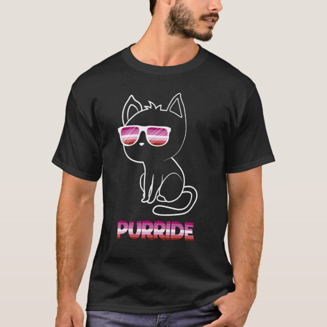 T-shirt Purride Lesbian Lunettes de soleil Gay pride Chat (Devant)