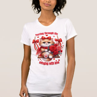 T-shirt Purring Through Life – Cute Valentine Kitten Swing