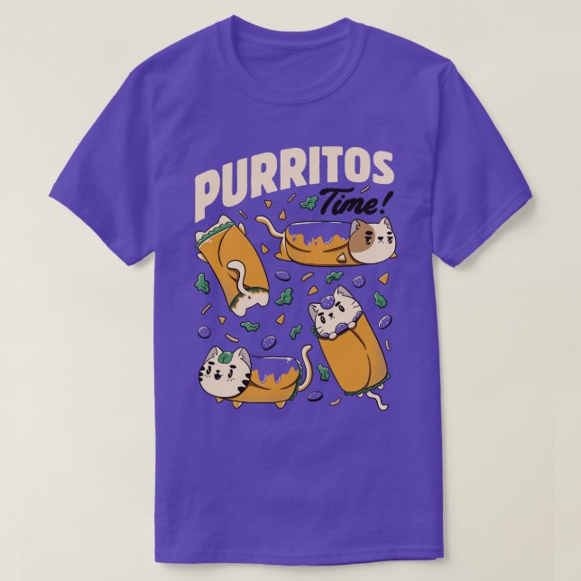 T-shirt Purritos Time Burrito Chat Drôle Nourriture mexica (Design devant)