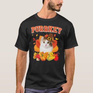 T-shirt Purrkey American Curt Urkey Hanksgiving Fall P