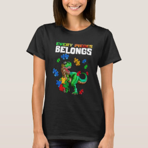 T-shirt Puzzle Dinosaure rex Autisme Dino Chaque Pièce App