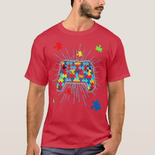 T-shirt Puzzle Pièce Vidéo Game Contrôleur Joueurs Autisme