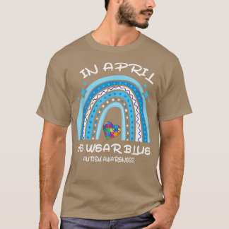T-shirt Puzzle Rainbow In April We Wear Blue Autism Awaren