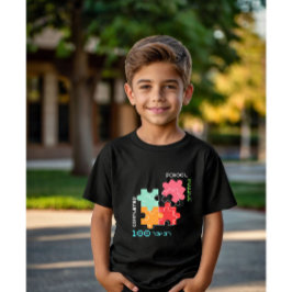 T-shirt Puzzle scolaire Niveau 100 jours d'enfants d'école
