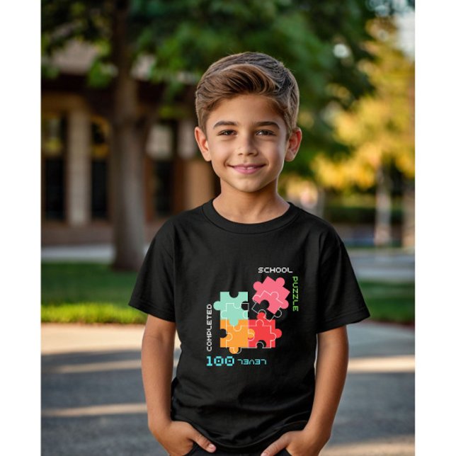 T-shirt Puzzle scolaire Niveau 100 jours d'enfants d'école (Créateur téléchargé)