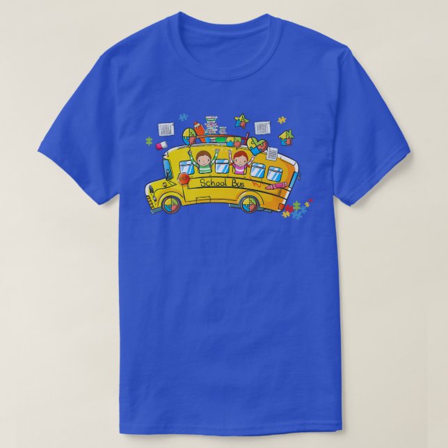 T-shirt Puzzle Sensibilisation sur l'autisme School Bus Dr (Design devant)
