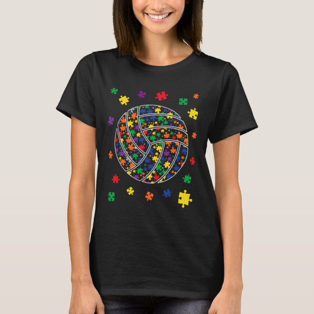 T-shirt Puzzle Volleyball Autisme Sport Sensibilisation su (Devant)
