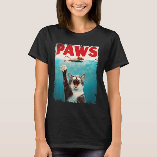 T-shirt Pws Chat Souris Parodie Chat Requin Chasse Souris  (Devant)