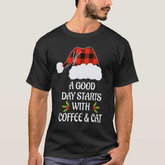 T-shirt Pyjama de Noël Chat Tasse à café Chat Xmas