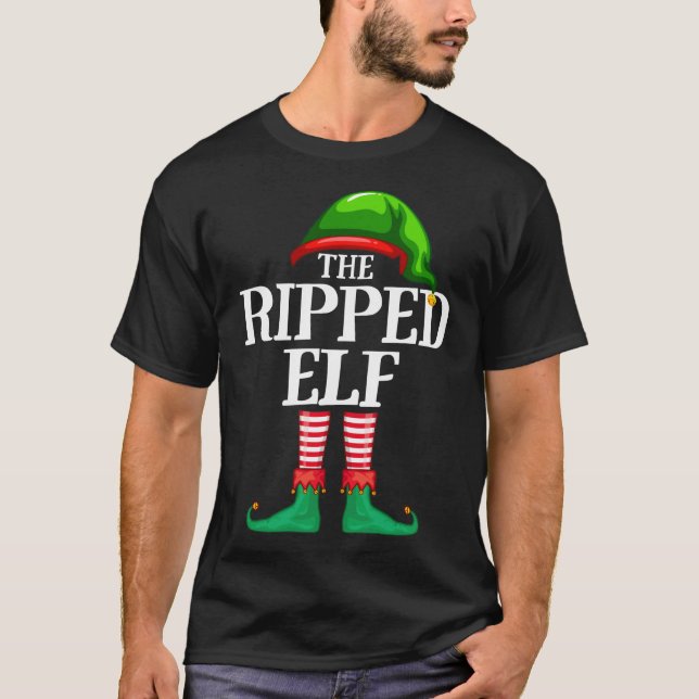 T-shirt Pyjama de Noël de la famille des elfes arrachés (Devant)